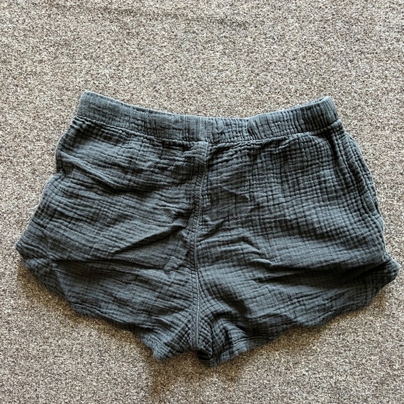 Dark Grey 2 Piece Sleep Set Short Sleeve Top + Drawstring Shorts Size XS Pajamas - Picture 7 of 12